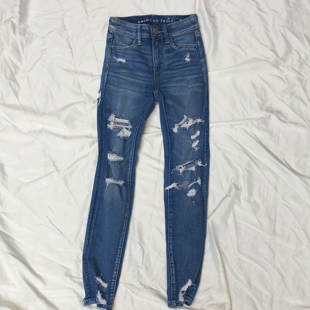 American Eagle destroyed stretch skinny jeans
